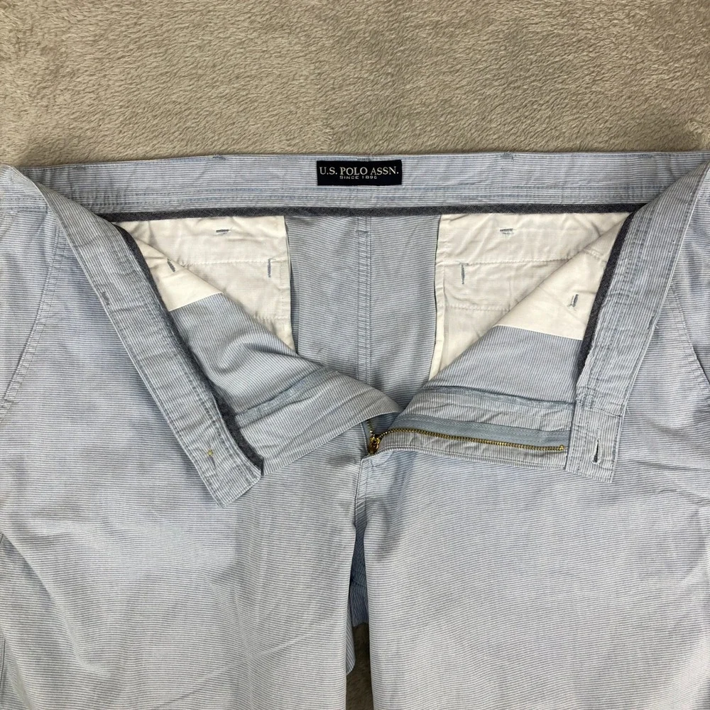U.S. Polo Assn. Men's Shorts Blue White Striped Casual Chino Style‎ Size 42